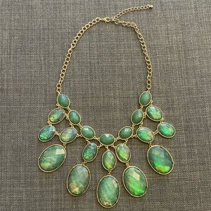 GREEN/TURQUOISE AND GOLD STATEMENT NECKLACE